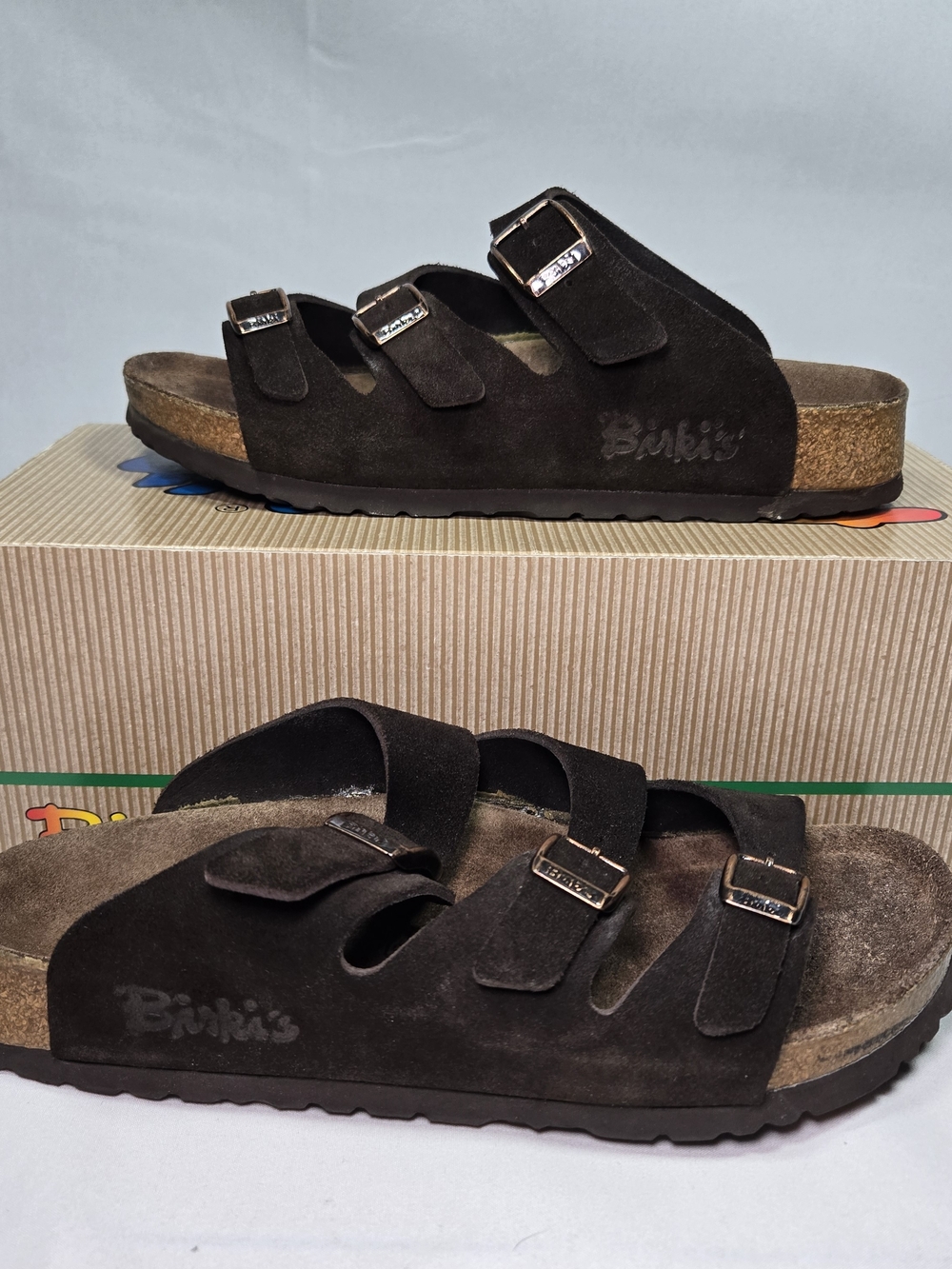 Birkenstock Florida Brown Suede Leather 3 Strap Sandals Women 6 Men 4 EU 37 Boho